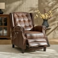 thumbnail image 6 of Luxury Genuine Leather Wingback Power Recliner Chair with USB, Nailhead Trim and Solid Wood Legs Brown, 6 of 9