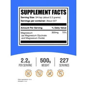مسحوق جليسينات المغنيسيوم من BulkSupplements - مكمل مغنيسيوم، سهل الامتصاص، بدون نكهة، 2.2 جرام لكل وجبة، 500 جرام (1.1 رطل)