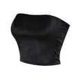 thumbnail image 3 of MixMatchy Women's Causal Strapless Double layered Basic Faux Suede Sexy Tube Top, 3 of 4