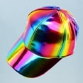 thumbnail image 4 of Gorra con visera de moda Gorra de béisbol holográfica de cuero sintético Sombrero de bloqueador solar de ajustable para deporte al aire libre (colorido, circunferencia de 56-58 cm), 4 of 4