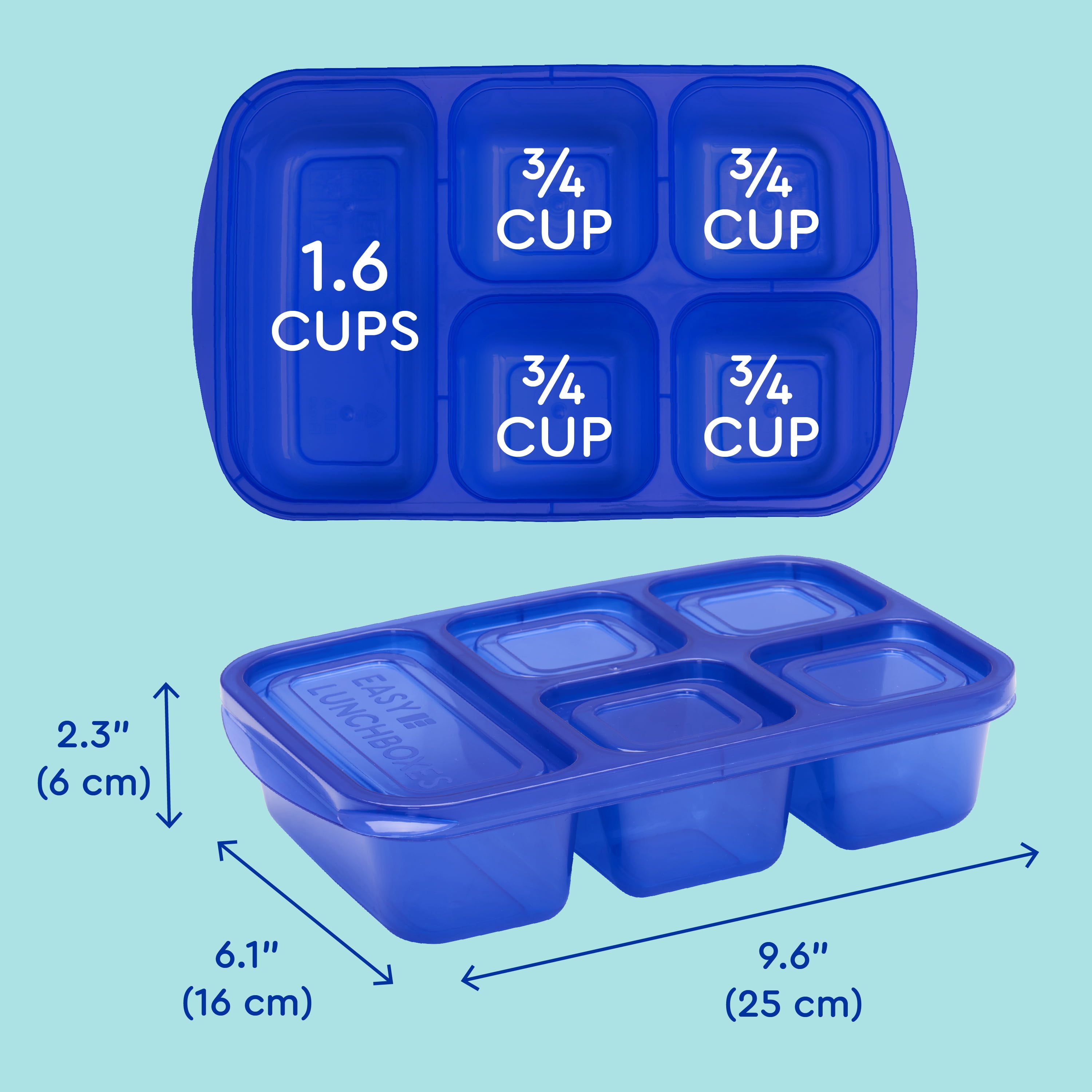 Lunbxx Bento Lunch Boxes - Reusable 5-Compartment Food Lunchables  Containers, Snack Boxes For Adults Container for School, Work, and Travel,  Set of 4
