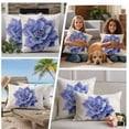 thumbnail image 5 of Blue Purple Flower Outdoor Waterproof Pillow Covers, Succulents Ferns Abstract Watercolor Decorative Square Throw Pillowcase Sofa Cushion Sham for Patio/Couch/Chair, 18"x18" 2 Pack, 5 of 8