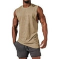 thumbnail image 2 of Langwyqu Summer Sleeveless Men Solid Color Tank Tops Sport Muscle Crewneck Shirt, 2 of 4