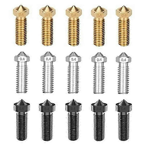 15 Piece Nozzle Kit Compatible with Anycubic Vyper, 3D Printer Parts Hardened Steel/Stainless Steel/Brass 0.4mm N