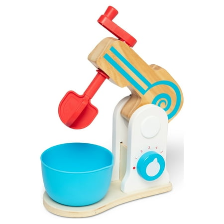 Melissa & Doug Wooden Make-a-Cake Mixer Set (11 pcs) - Play Food and Kitchen Accessories