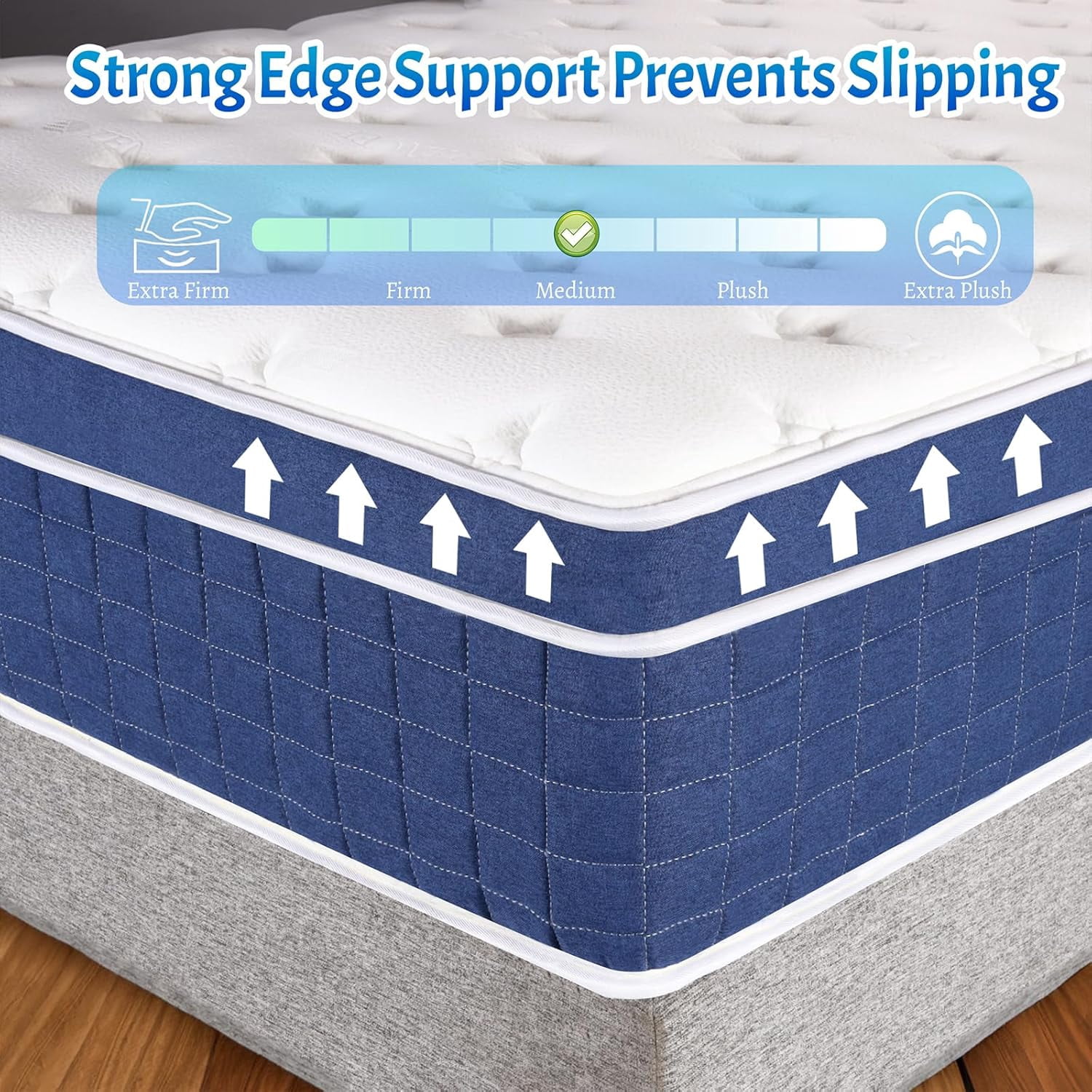 12 inch Memory Sponge Queen Mattress Upgraded Version Medium Firm Pressure Relief Back Pain Relief Strong Edge Support Individually Springs