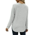 thumbnail image 4 of UVN Shirts for Women Crewneck Long Sleeve Tops with Side Buttons Casual Sweatshirt, 4 of 8