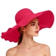 thumbnail image 2 of CheerKidz Women's Wide Brim Foldable Sun Hat with Bow Detail Color-Block Beach Bucket Hat Fashionable Outdoor UV Protection Cap (Hot Pink,Free Size)., 2 of 8