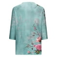 thumbnail image 4 of Plus Size 3/4 Sleeve T Shirts for Women Summer V Neck Tees Fashion Floral Print Tunic Tops Casual Cute Dressy Blouses, 4 of 4