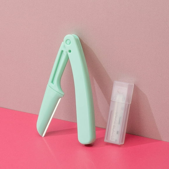 Cuchillo de seguridad plegable para cejas Cuchillo para rascar cejas Juego para principiantes antiarañazos para mujeres Cuchilla reemplazable Celebrity Live en línea