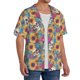 thumbnail image 2 of Balery colorful Skull sunflower Camisa Casual de Manga Corta con Botones para Hombre, Texturizada, Estilo Cubano, para Playa, Verano-X-Large, 2 of 5