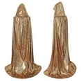 thumbnail image 4 of Htigea Unisex Sequin Cape Chidren and Adult Full Length Hooded Cloaks Solid Color Party Club Capes Yellow S, 4 of 4