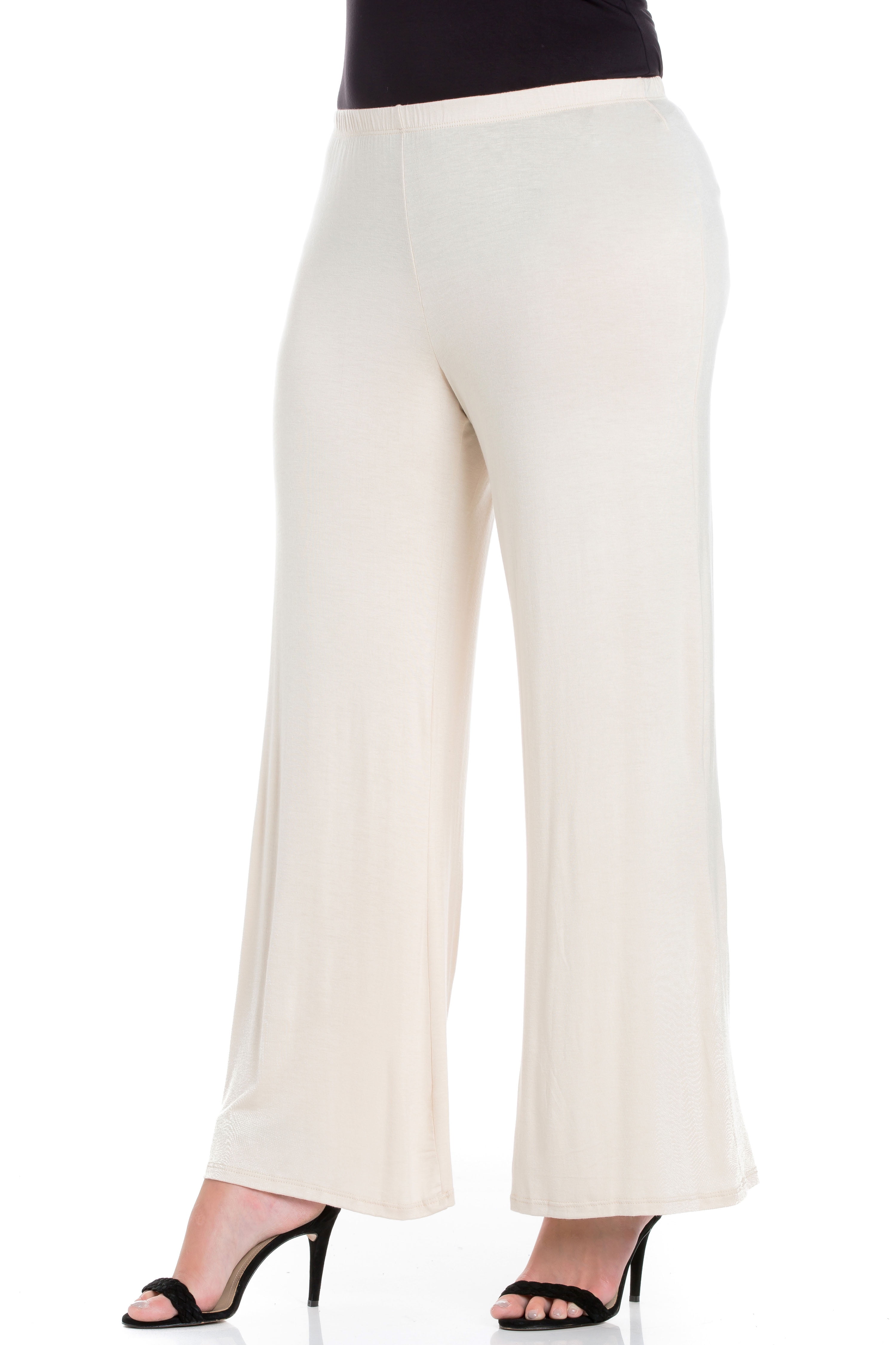 24/7 Women's Plus Size Comfort Apparel Elastic Waist Flared Leg Plus Size Palazzo Pants