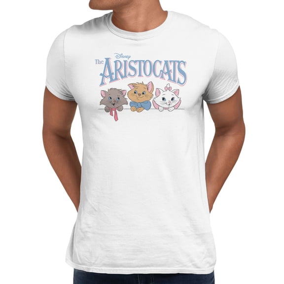 Disney Aristocats Men's Logo Kitten Face Lineup T-Shirt (Bright White, S-XXXL)
