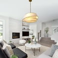thumbnail image 6 of Cusp Barn 24" Multi-Layer Fabric Chandelier with Metal Chain, Height Adjustable Ceiling Light, 6 of 9