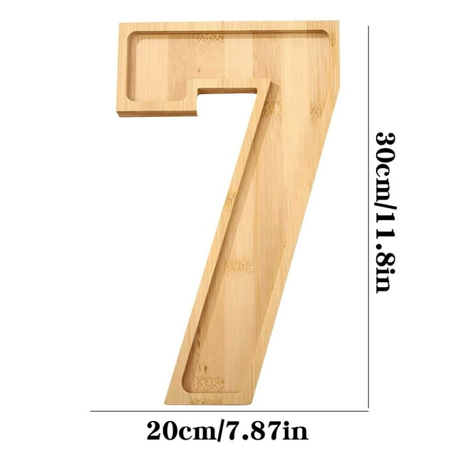 Vwrxbz Number Tray Wooden Fruit Cheeslatter Set 11.6 Inch Fillable Frame for Birthday Party Snack Serving