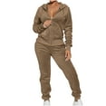 thumbnail image 2 of Aboser Womens Velour Tracksuits Set Velvet Long Sleeve Sweatsuits 2 Piece Sports Outfits Zip Up Hoodie Sweatpants Joggers Sets with Pocket, 2 of 7
