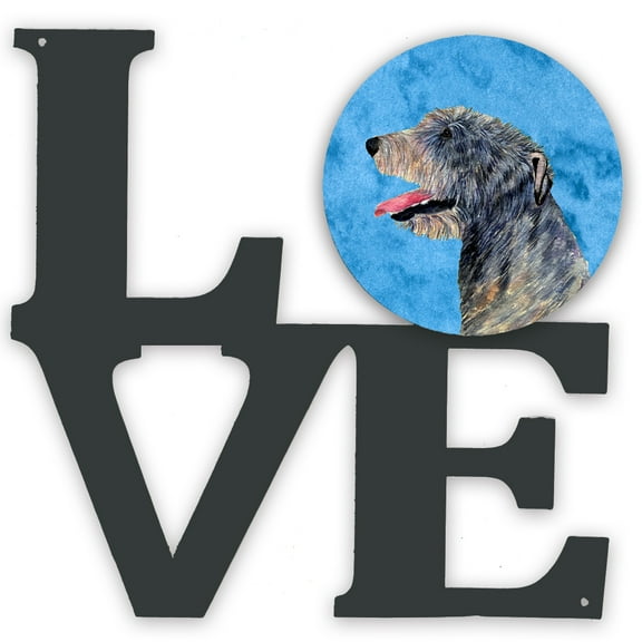 Blue Irish Wolfhound Metal Wall Artwork LOVE