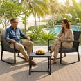 thumbnail image 3 of Rocking Patio Bistro Sets - All-Weather - 3 Piece Rattan Conversation Furniture Set, Wicker Outdoor Front Porch Chair for Balcony, Porch, Garden, Backyard, Poolside,Medium Gray, 3 of 8
