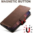 thumbnail image 3 of Leather Magnetic Wallet Case for iPhone17 Pro Max Compatible with MagSafe & Wireless Charging, 3 Card Slots & ID Holder, Kickstand, 360° Military Shockproof Protection Premium Brown, 3 of 9