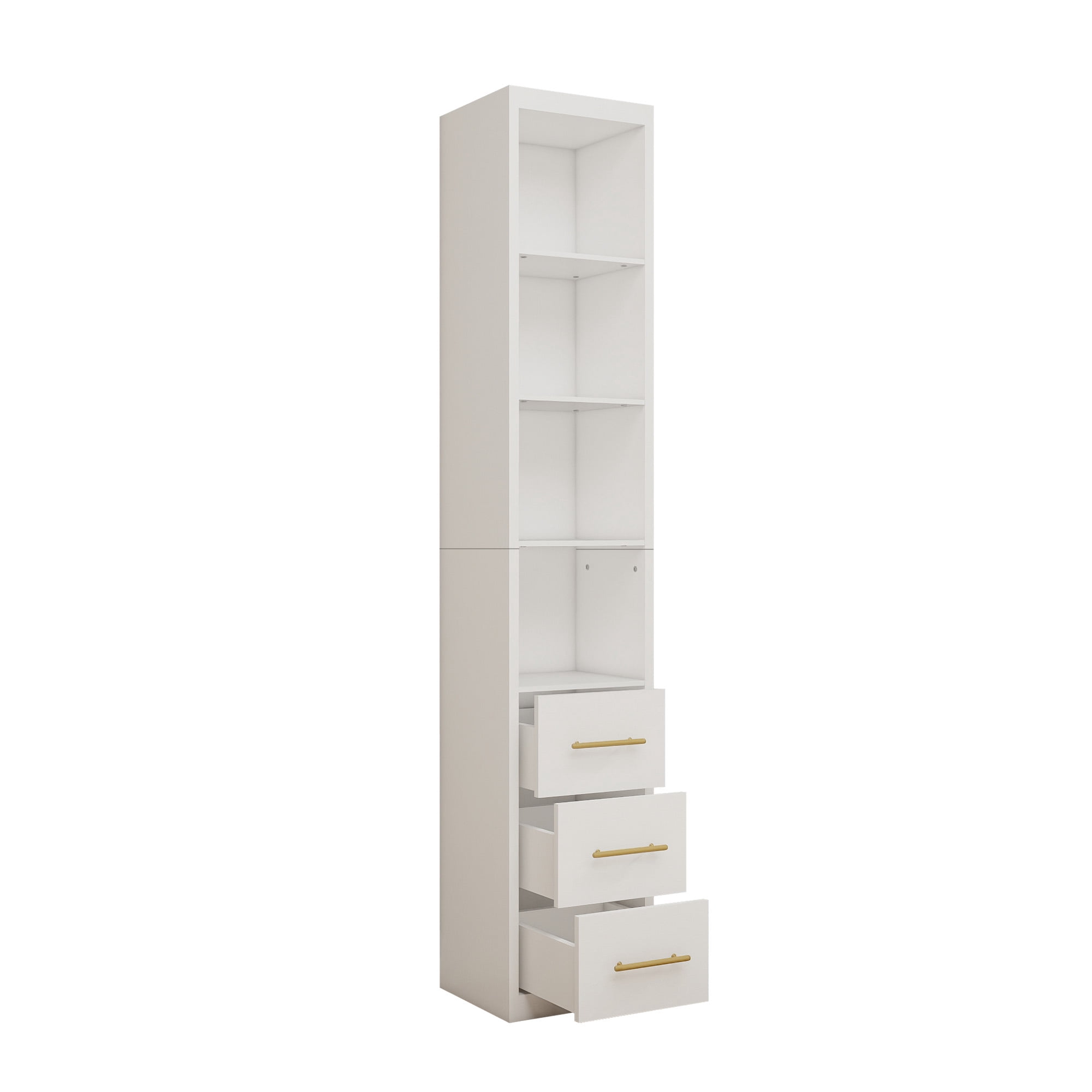Tall Storage Cabinet 85 Inch with Drawers and Shelves, Narrow Vertical Storage Cabinet and Organizer for Bathroom Laundry Living Room, White