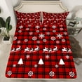 thumbnail image 2 of Homewish Buffalo Plaid Child Bed Sheets, Xmas Tree Reindeer King Sheets, Vintage Winter Christmas Sheet Set, Luxury Bedroom Decor, 4 Pieces, 2 of 7