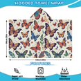 thumbnail image 2 of Colorful Butterfly Leaf Beige Pattern Hooded Bath Towel，60"x35" for Ages 3 To 12 Kids, Quick Dry Lightweight Soft Microfiber Hood Beach Towel Cover Up for Kids, 2 of 7