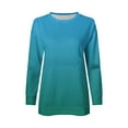 thumbnail image 5 of Fznquz Womens Casual Tops Fall Blue Long Sleeve Tunic Tees Loose Gradient Winter Women T Shirt, 5 of 5