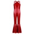 thumbnail image 4 of YiZYiF Kids Girls Sleeveless Metallic Jazz Disco Dance Jumpsuit Bell Bottom 70s Party Stage Performance Outfit Red 6, 4 of 7