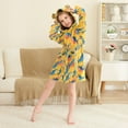 thumbnail image 3 of FORMRS Niños Bathrobe Unisex Hooded Robe Soft Plush Pajamas Sleepwear, Size 10-12T, Yellow Sardines Pattern, 3 of 7