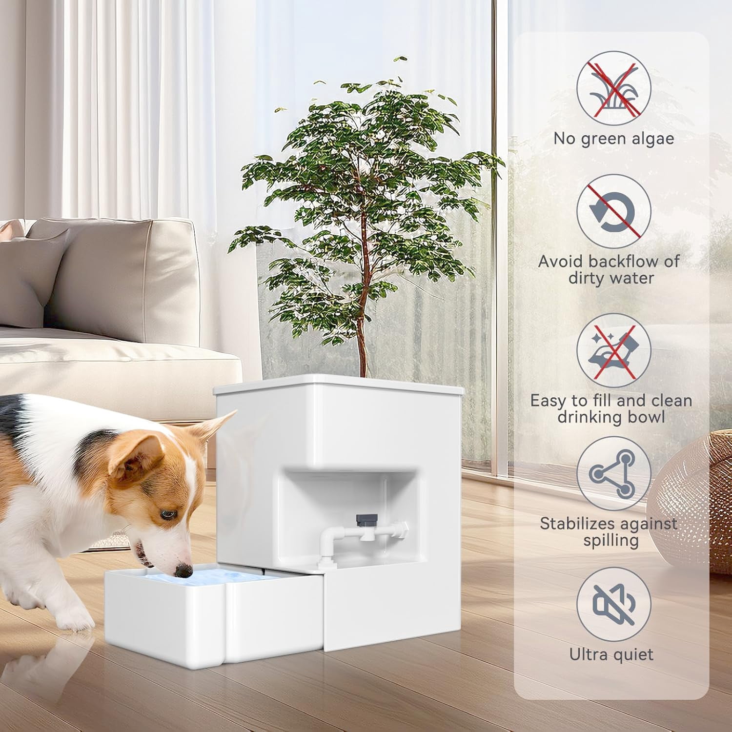 Tapeta Automatic 8L Gravity Water Bowl Dispenser for Dogs and Cats, Large Capacity Floating Ball Feeder