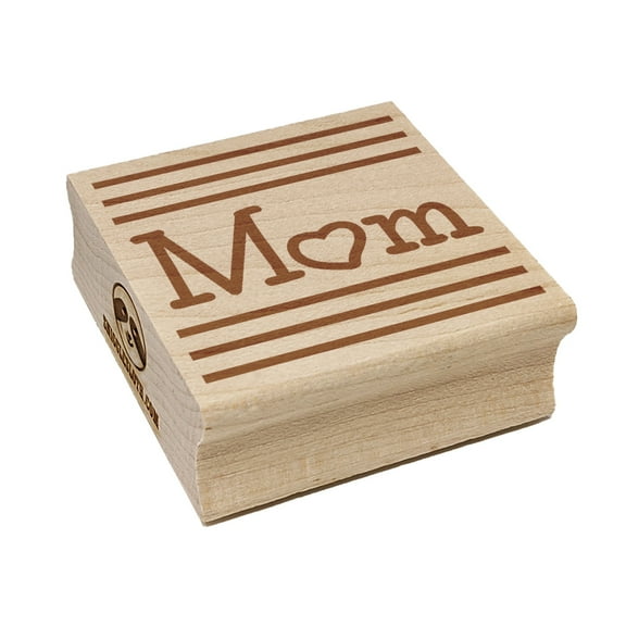 Mom Love Stripes Mother's Day Square Rubber Stamp Stamping Scrapbooking Crafting - Small 1.25in