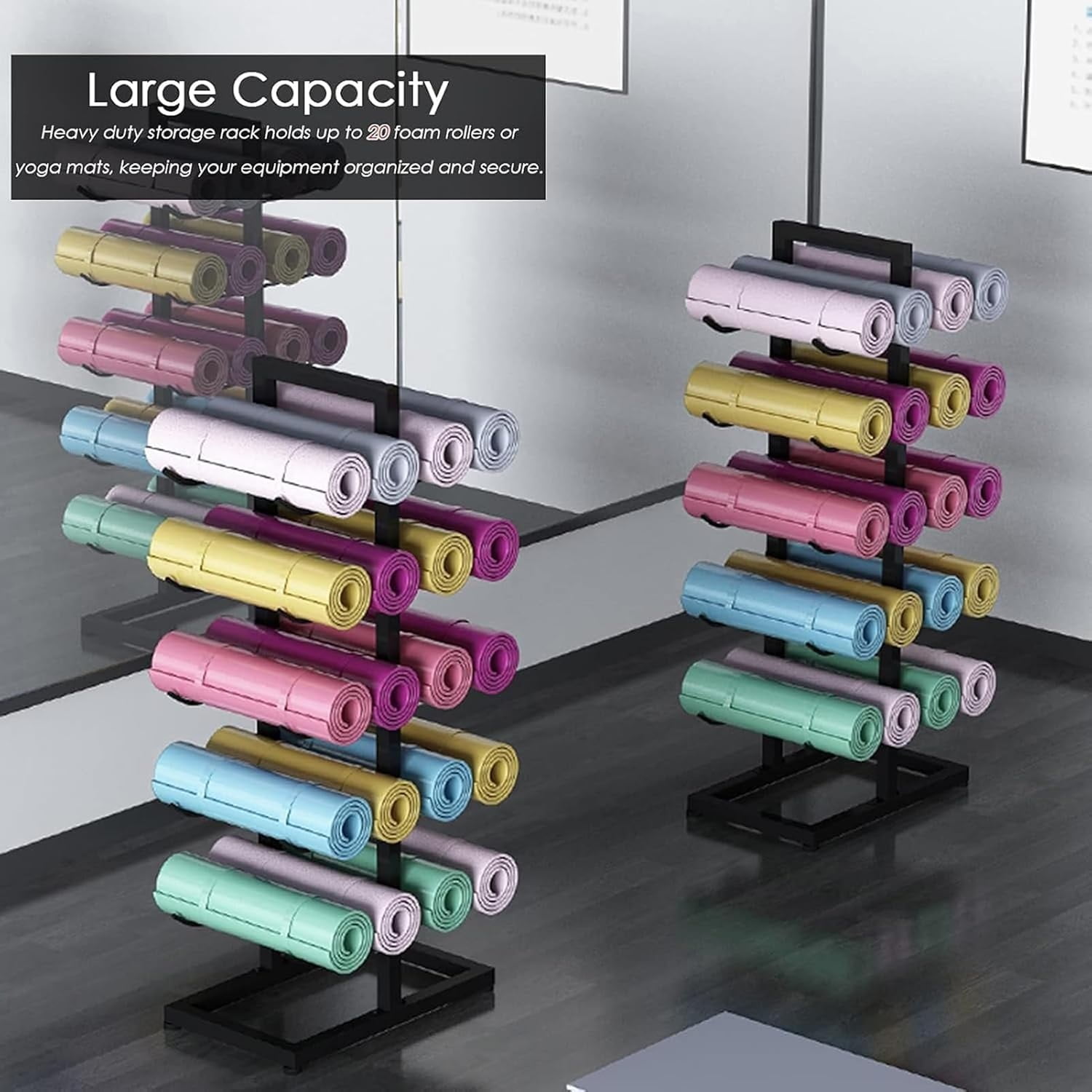 Yoga Mat Holder Wall Mount, Home Gym Storage For Storing Fitness, Yoga Mat Rack For Hanging Foam Rollers And Resistance Bands