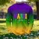 thumbnail image 4 of Ceisia Men's Mardi Gras Gradient Waffle-Knit Sweatshirt | Relaxed Spring/Summer Casual Top Gift, 4 of 5