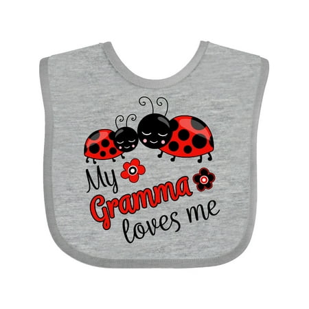 

Inktastic My Gramma Loves Me with Cute Ladybugs Gift Baby Boy or Baby Girl Bib