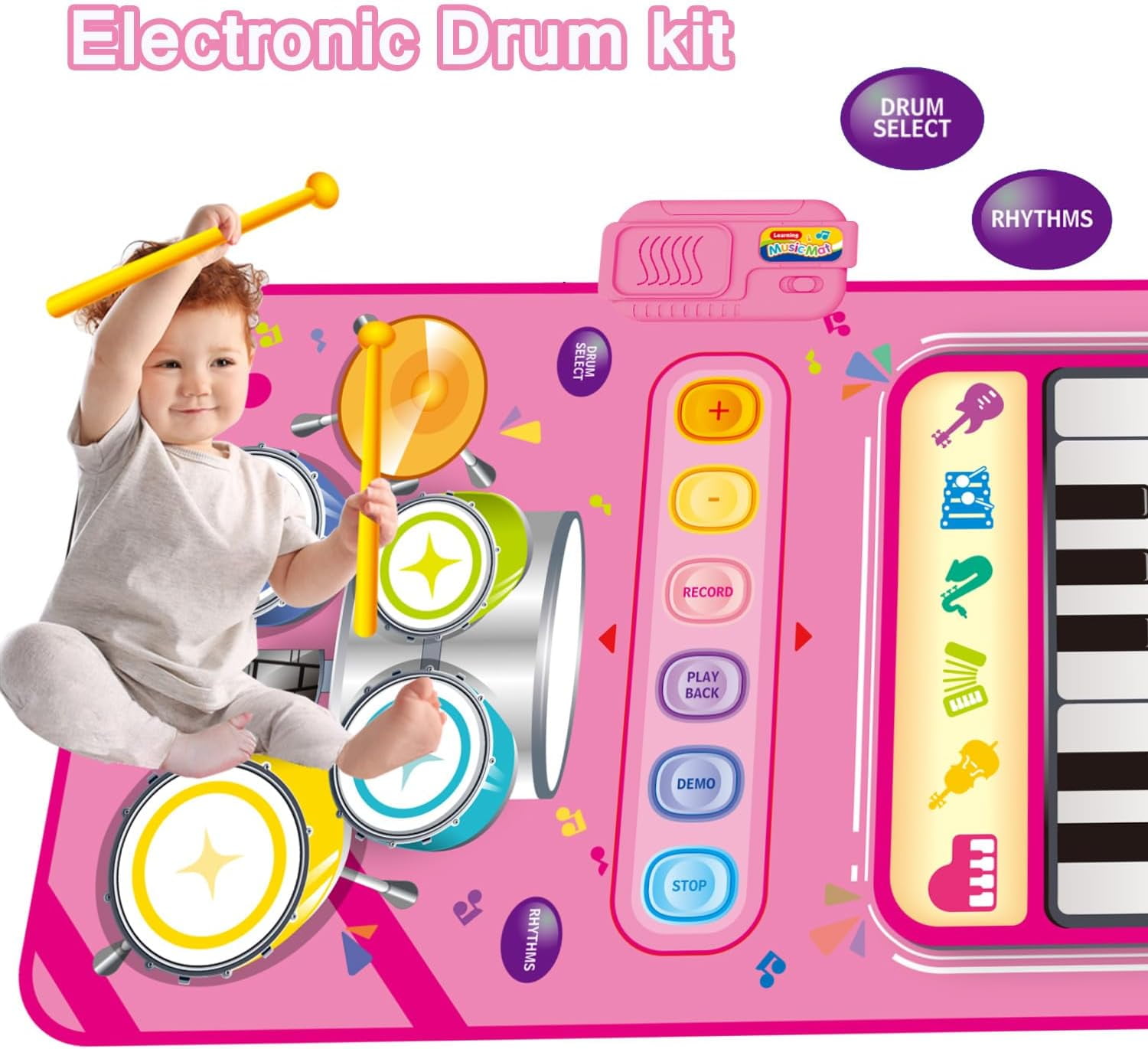 Baby Toys for 1 Year Old: Baby Musical Mat Toddler Toys Age 1-2 - 2 in 1 Piano Drum Babies Play Mat - Infant Music Toy 12-18 Months Babies Birthday Valentines Gifts for 1 2 3 Year Old Boys Girls