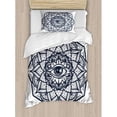 thumbnail image 3 of Occult Decor Queen Size Duvet Cover Set, Ornamental Eye with Ethnic Mandala Form Providence Energy in Action Design, Decorative 3 Piece Bedding Set with 2 Pillow Shams, Black White, by Ambesonne, 3 of 3