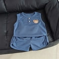 thumbnail image 4 of Atogsazn Toddler Baby Boys Summer Clothes Set Newborn Sleeveless Tank Tops & Shorts Outfit Loose Fit Outerwear Blue 3-4 Years Fashion, 4 of 7