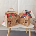 thumbnail image 2 of Unique House Shaped Rattans Bag Handwoven Suitcase with Handle Plastic Wicker Case for Christmas Gifts Wrapping, 2 of 8