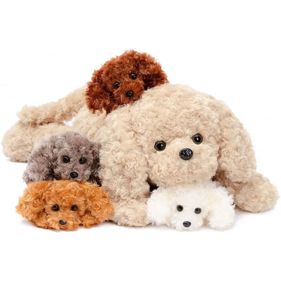 MorisMos 24" Puppy Stuffed Animal Mommy Dog with 4 Baby Plush Toys