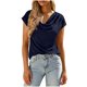 thumbnail image 2 of Tops de Manga Larga de Mujer Casual Draped Cuello de Vaca con Mangas Cortas Y Tejido Elástico Suave, Blusa de Poliéster Relajada para Primavera Verano Diario, 2 of 9