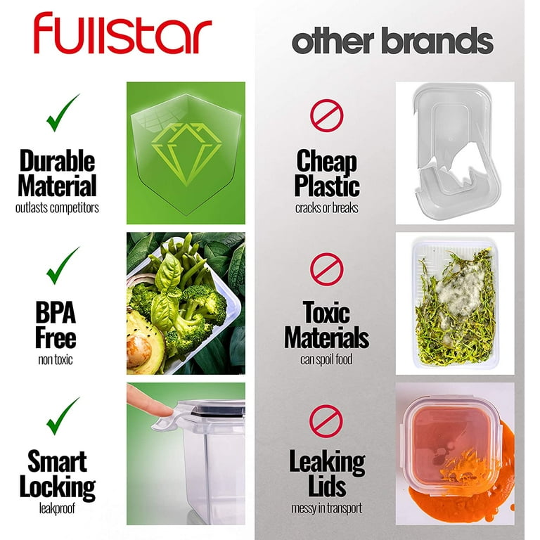 Fullstar - Food Storage Containers with Lids - Leak Proof Food Containers -  BPA Free Tupperware - 20 Pieces