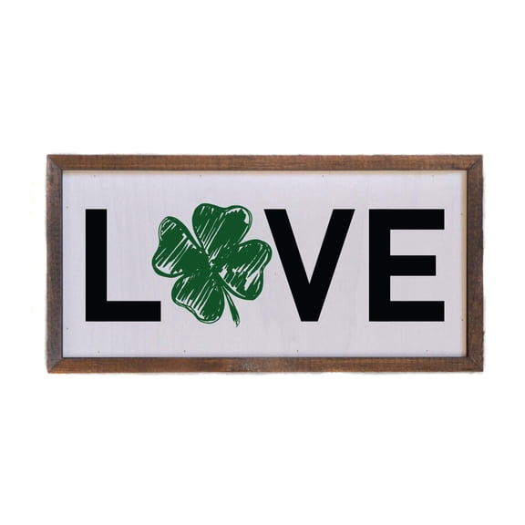 12x6 Love With Shamrock Box Sign