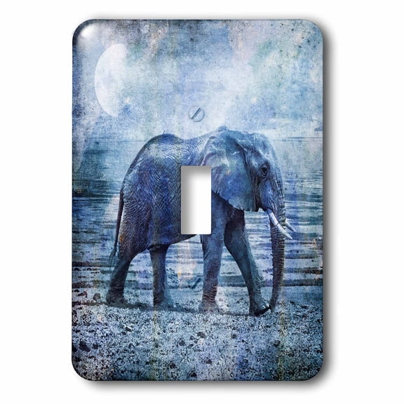 3dRose, Blue Elephant Mixed Media Art, single toggle switch