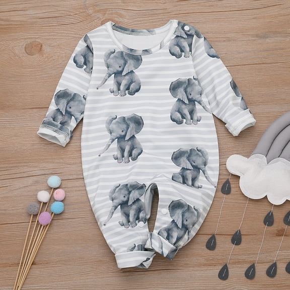 SDJMa Newborn Infant Baby Boys Cartoon Elephant Romper Jumpsuit Playsuit Outfits