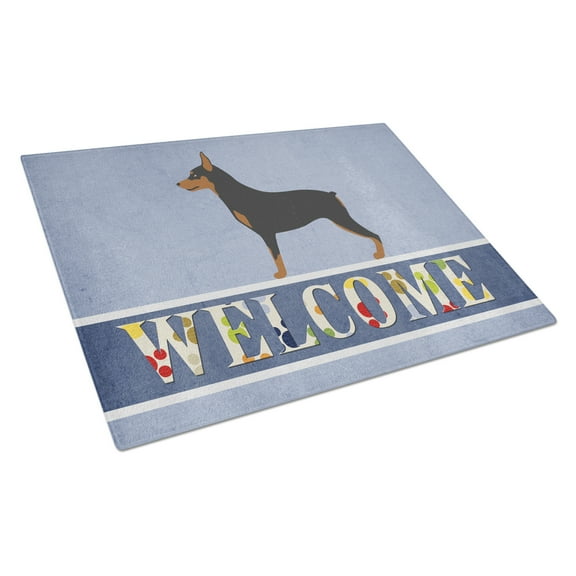 Caroline's Treasures Miniature Pinscher Welcome Glass Cutting Board Large