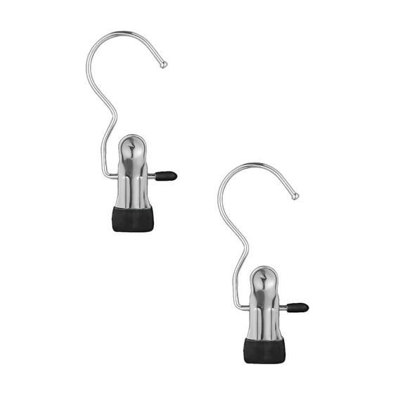 Household hooks under $5,Laundry Hook Strap Clip Boot Rack Heavy Duty Clothing Pin Portable Metal Drying Clip For Bras Socks Towels Underwear 2PC