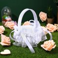 thumbnail image 3 of KAKOWELY Cesta de flores para niña de las flores, decorada con perlas de boda, cesta de flores con asa, accesorio de recuerdo para fiesta de bodas, 3 of 5