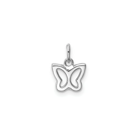 14K White Gold Cut-Out Butterfly Pendant Polished Rhodium-Plated 14K White Gold Cut-Out Butterfly Pendant Polished Rhodium-Plated