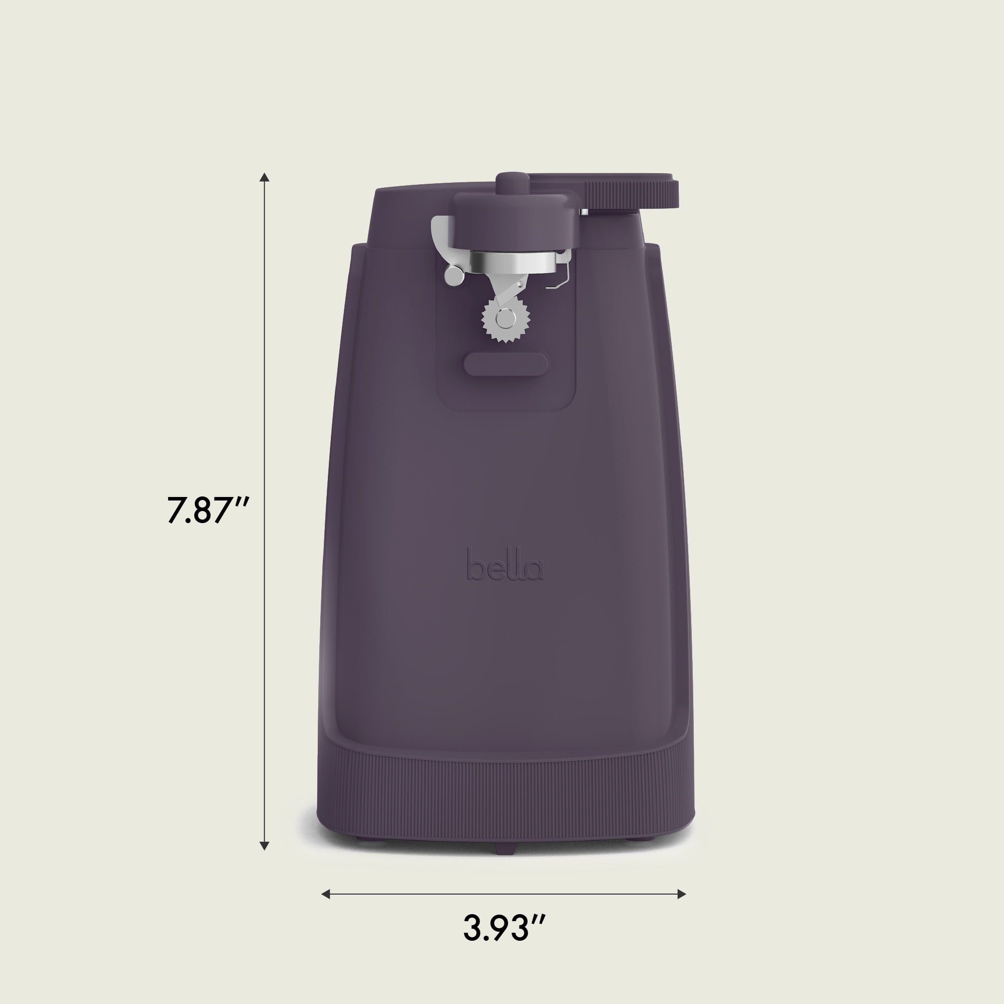 bella Electric Can Opener with Stainless Steel Cutting Blade and Cord Storage, Plum